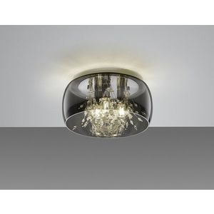 Plafoniera Crystel, TRIO, 34x17.5 cm, 28W, 3x E14, sticla, argintiu imagine