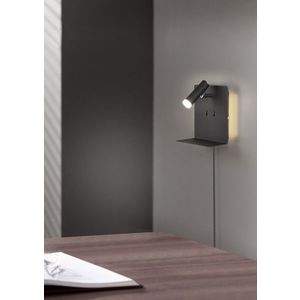 Lampa de perete Element, TRIO, 16x20 cm, 3W / 1.5W, 2x SMD, metal, negru mat imagine