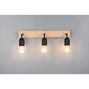 Aplica de perete Arturo, TRIO, 45x11x12.7 cm, 10W, 3x E27, lemn, natur/negru imagine
