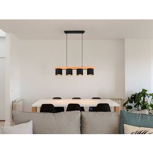 Lustra Cameron, RL, 75x12x150 cm, 28W, 4x E14, lemn, natur/negru imagine