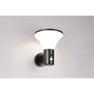 Aplica de perete pentru exterior cu senzor Gorda, RL, 17.5x19 cm, 3.5W, 1x SMD, plastic, negru mat/alb imagine