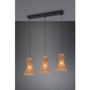 Lustra Bijou, RL, 75x20x150 cm, 10W, 3x E27, hartie, negru mat/maro imagine