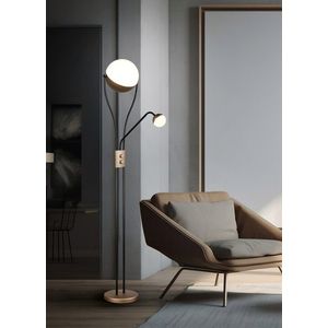 Lampadar Chris, TRIO, 30x180 cm, 18W / 3.8W, 2x SMD, metal, negru/maro imagine