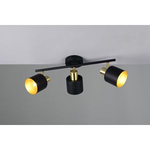 Plafoniera Eva, TRIO, 53.5x10x19 cm, 10W, 3x E14, metal, negru/auriu imagine