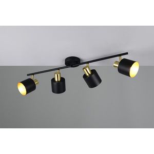 Plafoniera Eva, TRIO, 78x10x19 cm, 10W, 4x E14, metal, negru/auriu imagine