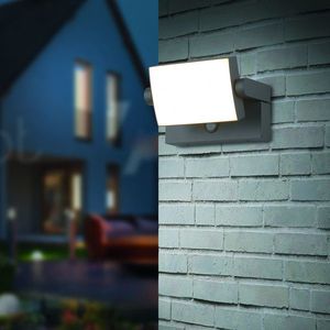 Aplica de perete pentru exterior cu senzor Kansas, TRIO, 20x10 cm, 10W, 1x SMD, aluminiu, antracit imagine