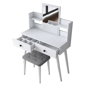 Masa de machiaj, Hanah Home, BJ102- 2235, 103x111.8x40 cm, Alb imagine