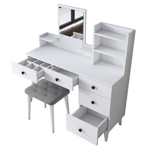 Masa de machiaj, Hanah Home, BJ101, 125x93.8x40 cm, Alb imagine