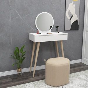 Masa de machiaj, Hanah Home, Siena, 129.2x72x35 cm, Alb imagine