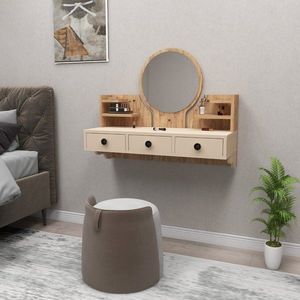 Masa de machiaj, Hanah Home, Polina, 75x90x36.8 cm, Pin Atlantic / Bej imagine