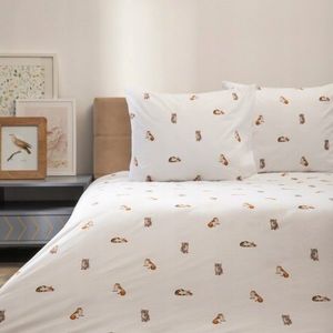 Lenjerie de pat King Size, Gattino, Homla, 3 piese, 200x220 cm, microfibra din poliester, alb imagine