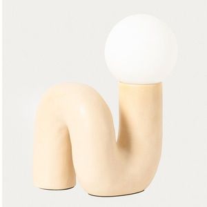 Lampa de masa Ormek, Homla, 21.8x20x31 cm, 25W, 1x G9, ceramica/sticla, crem/alb imagine