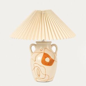 Lampa de masa Teto, Homla, 35.5x38 cm, 60W, 1x E27, ceramica/bumbac, bej imagine