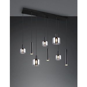 Lustra Mataro, TRIO, 118x34x150 cm, 10W / 10W, 2x E27 / 3x E14 / 3x GU10, metal, negru mat/argintiu imagine