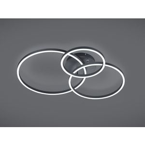 Plafoniera Winona, TRIO, 78x60x11.5 cm, 28W / 10W, 2x SMD, metal, negru mat imagine