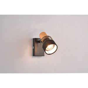 Aplica de perete Nandini, TRIO, 10x6x17 cm, 10W, 1x E14, metal, negru mat/natur imagine