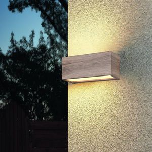 Aplica de perete pentru exterior Mayenne, TRIO, 25x11 cm, 10W, 2x E14, aluminiu, natur imagine