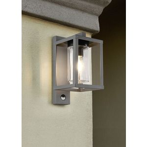 Aplica de perete pentru exterior cu senzor Lunga, TRIO, 16x33.5 cm, 40W, 1x E27, metal, antracit imagine