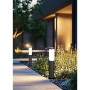 Lampadar de exterior Trioto, TRIO, 11.8x45 cm, 25W, 1x E27, inox, negru mat/alb imagine