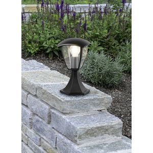 Lampadar de exterior Venta, TRIO, 17x17x30 cm, 10W, 1x E27, aluminiu, negru mat imagine