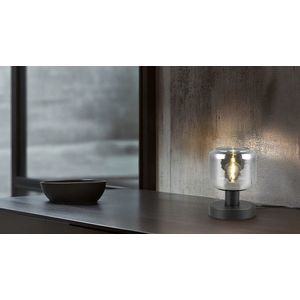 Lampa de masa Mataro, TRIO, 12x18 cm, 10W, 1x E14, metal, negru mat/argintiu imagine