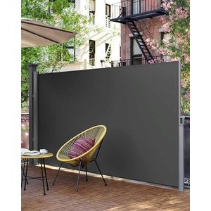 Paravan lateral pentru gradina sau terasa / copertina solara laterala, Songmics, sistem de fixare inclus, UV 50+, 160x400 cm, gri imagine