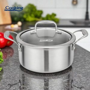 Semioala cu capac Atomic3, Cooking by Heinner, 20x10 cm, 2.8 L, inox/sticla, argintiu imagine