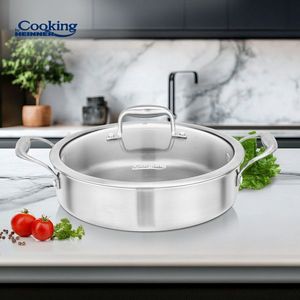 Cratita cu capac Atomic3, Cooking by Heinner, 26x7 cm, 3.5 L, inox/sticla, argintiu imagine