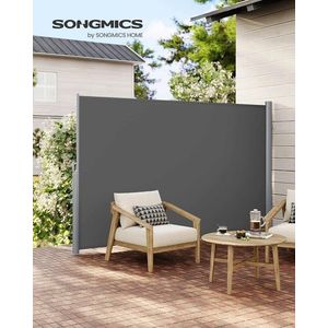 Paravan lateral pentru gradina sau terasa / copertina solara laterala, Songmics, sistem de fixare inclus, UV 50+, 200x400 cm, gri imagine