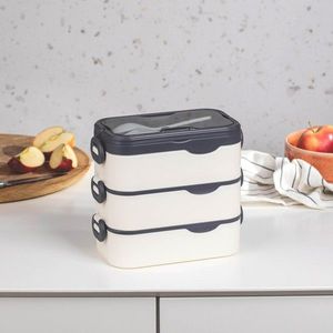 Cutie pentru pranz B2 Mesa, Homla, 2 L, plastic/inox/silicon, bej/gri imagine