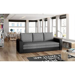 Canapea extensibila 3 locuri ELTAP, Inversa, 220x83x89 cm, lemn/poliester, gri inchis/negru imagine