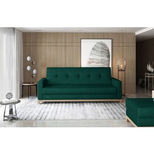 Canapea extensibila 3 locuri ELTAP, Selene, 216x104x93 cm, lemn/poliester, verde inchis/natur imagine
