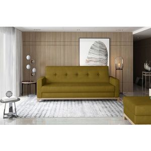 Canapea extensibila 3 locuri ELTAP, Selene, 216x104x93 cm, lemn/poliester, mustar/natur imagine
