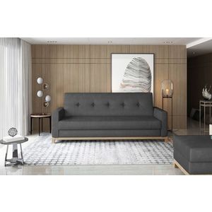 Canapea extensibila 3 locuri ELTAP, Selene, 216x104x93 cm, lemn/poliester, gri inchis/natur imagine