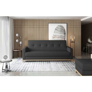 Canapea extensibila 3 locuri ELTAP, Selene, 216x104x93 cm, lemn/poliester, negru/natur imagine
