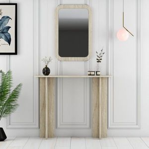 Masa de machiaj, Hanah Home, Modena Mirror, 105x85x30 cm, PAL, Travertin imagine