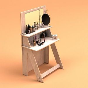 Masa de machiaj, Hanah Home, Beauty Natural, 85x160x45 cm, 100% BIRCH PLYWOOD, Lemn natural imagine