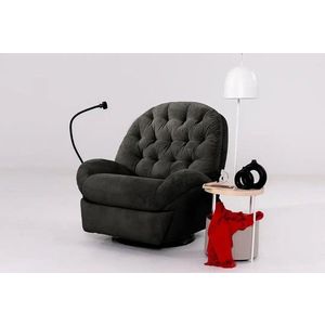 Fotoliu cu recliner, Atelier del Sofa, 752EST1512, Lemn de carpen;PAL, Negru imagine