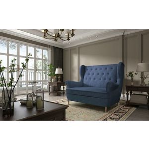 Canapea 2 locuri ELTAP, Aros, 150x90x103 cm, lemn/poliester, albastru inchis imagine