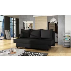 Canapea extensibila 3 locuri ELTAP, Amaza, 190x82x83 cm, lemn/poliester, negru imagine