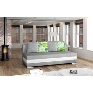 Canapea extensibila 3 locuri ELTAP, Calia, 195x86x83 cm, lemn/poliester, gri/alb imagine