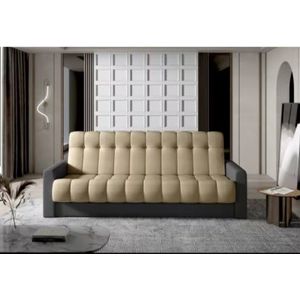 Canapea extensibila 3 locuri ELTAP, Garett, 212x85x90 cm, lemn/poliester, maro deschis/gri inchis imagine