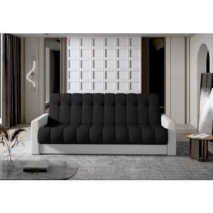 Canapea extensibila 3 locuri ELTAP, Garett, 212x85x90 cm, lemn/poliester, negru/alb imagine