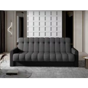 Canapea extensibila 3 locuri ELTAP, Garett, 212x85x90 cm, lemn/poliester, gri inchis/negru imagine