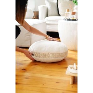 Perna de podea, Pelus, 51x51x18 cm, 75% RECYCLED POLYESTER/15% POLYESTER/10% COTTON, Ecru imagine