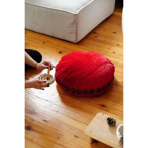 Perna de podea, Pelus, 51x51x18 cm, 75% RECYCLED POLYESTER/15% POLYESTER/10% COTTON, Rosu imagine