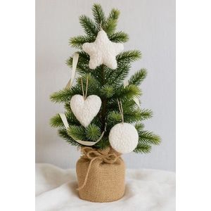 Ornament de Crăciun, 3 Lu Set, 80% POLIESTER/20% IUȚĂ, Alb imagine