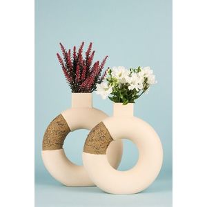 Set de ghivece decorative, BK010, Ceramica, Ecru imagine