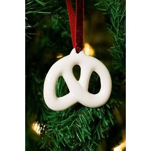 Ornament de brad de Crăciun, BSY511, 8x7.5 cm, Ceramica, Alb imagine