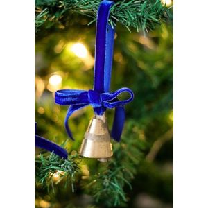 Ornament de brad de Crăciun, BSY244, 4x12 cm, Catifea, Albastru imagine